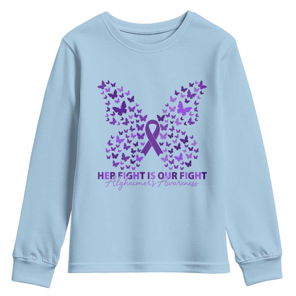 Alzheimers Awareness Butterfly Support Gift Youth Sweatshirt Her Fight Our Fight