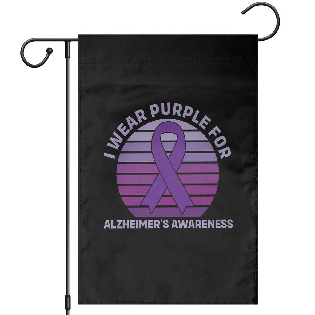 I Wear Purple For Alzheimers Garden Flag Vintage Sunset Purple Ribbon Graphic TS12 Black Print Your Wear