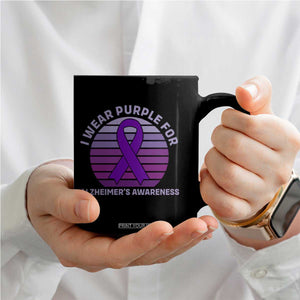 I Wear Purple For Alzheimers Coffee Mug Vintage Sunset Purple Ribbon Graphic