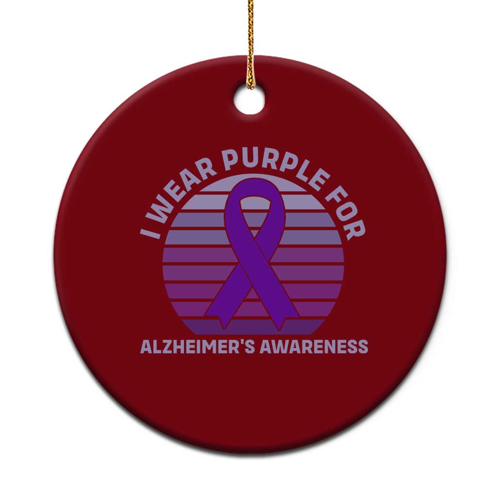 I Wear Purple For Alzheimers Ceramic Ornament Vintage Sunset Purple Ribbon Graphic TS12 1pc Red Print Your Wear
