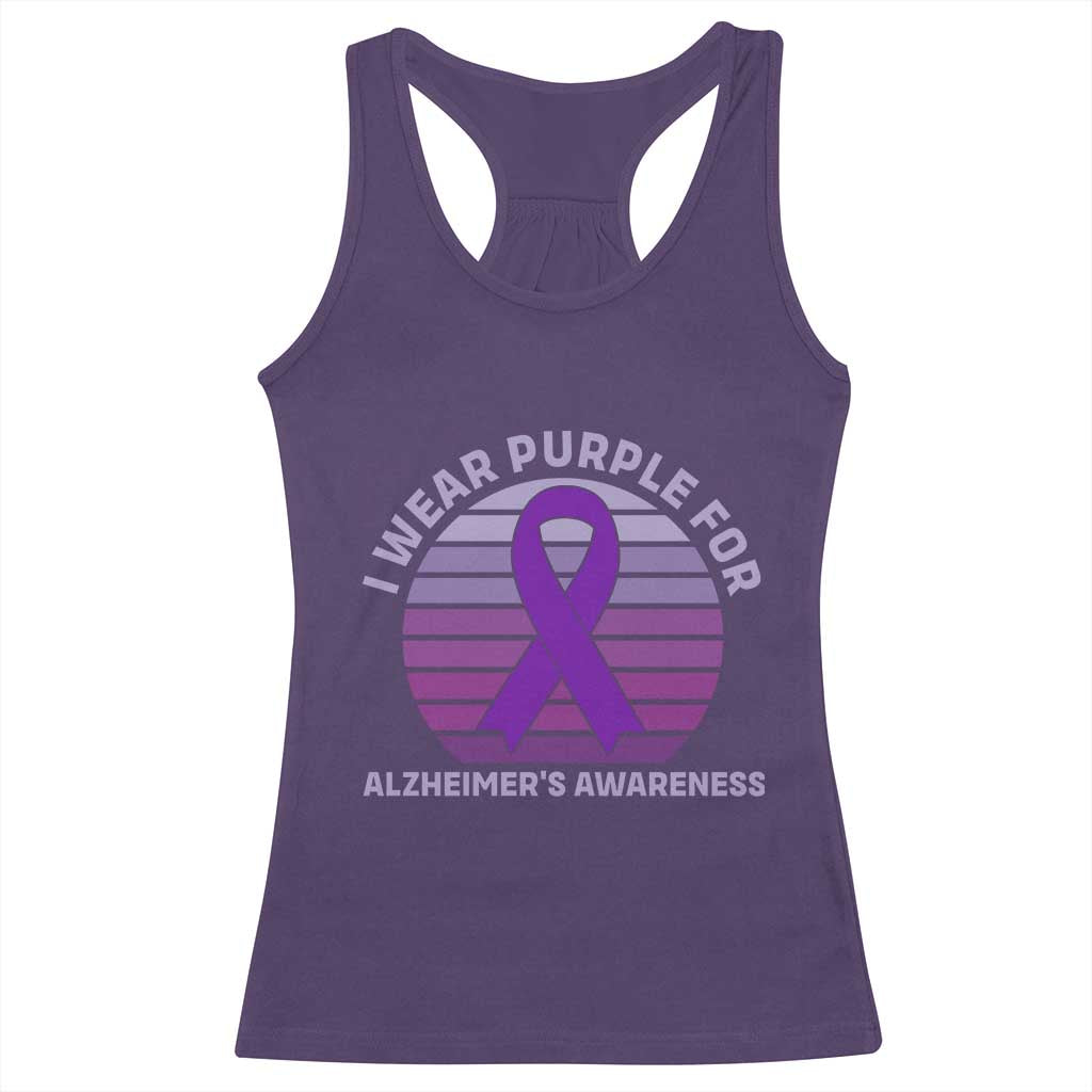 I Wear Purple For Alzheimers Racerback Tank Top Vintage Sunset Purple Ribbon Graphic TS12 Purple Print Your Wear