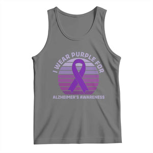 I Wear Purple For Alzheimers Tank Top Vintage Sunset Purple Ribbon Graphic