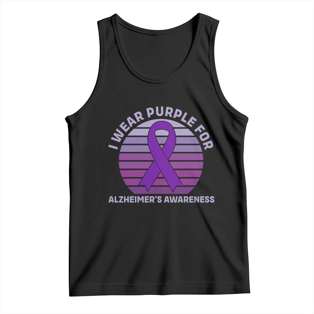 I Wear Purple For Alzheimers Tank Top Vintage Sunset Purple Ribbon Graphic TS12 Black Print Your Wear