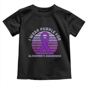 I Wear Purple For Alzheimers Toddler T Shirt Vintage Sunset Purple Ribbon Graphic