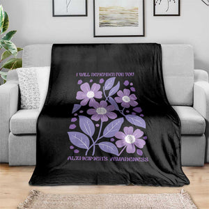 Alzheimers Purple Floral Retro Graphic Throw Blanket I Will Remember For You