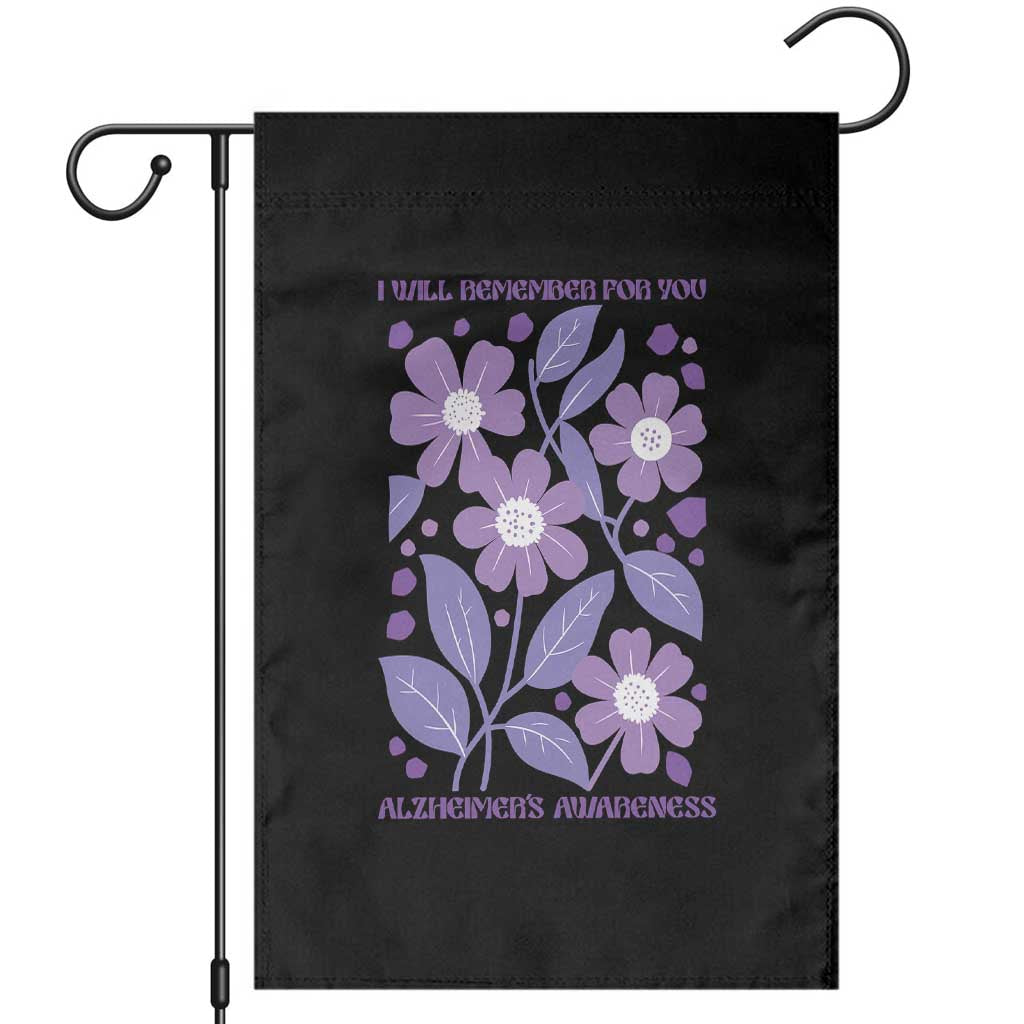 Alzheimers Purple Floral Retro Graphic Garden Flag I Will Remember For You TS12 Black Print Your Wear