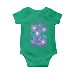 Alzheimers Purple Floral Retro Graphic Baby Onesie I Will Remember For You