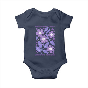 Alzheimers Purple Floral Retro Graphic Baby Onesie I Will Remember For You