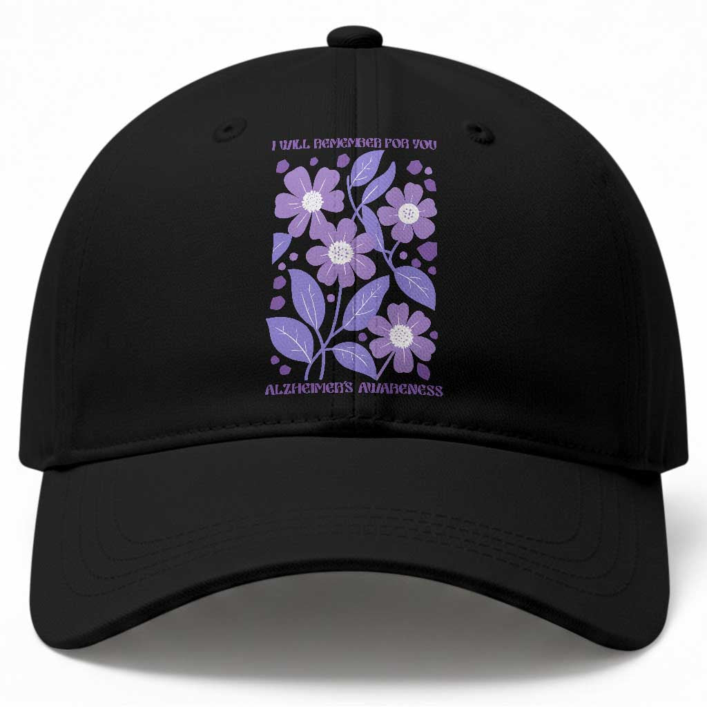 Alzheimers Purple Floral Retro Graphic Baseball Cap I Will Remember For You TS12 Print Your Wear
