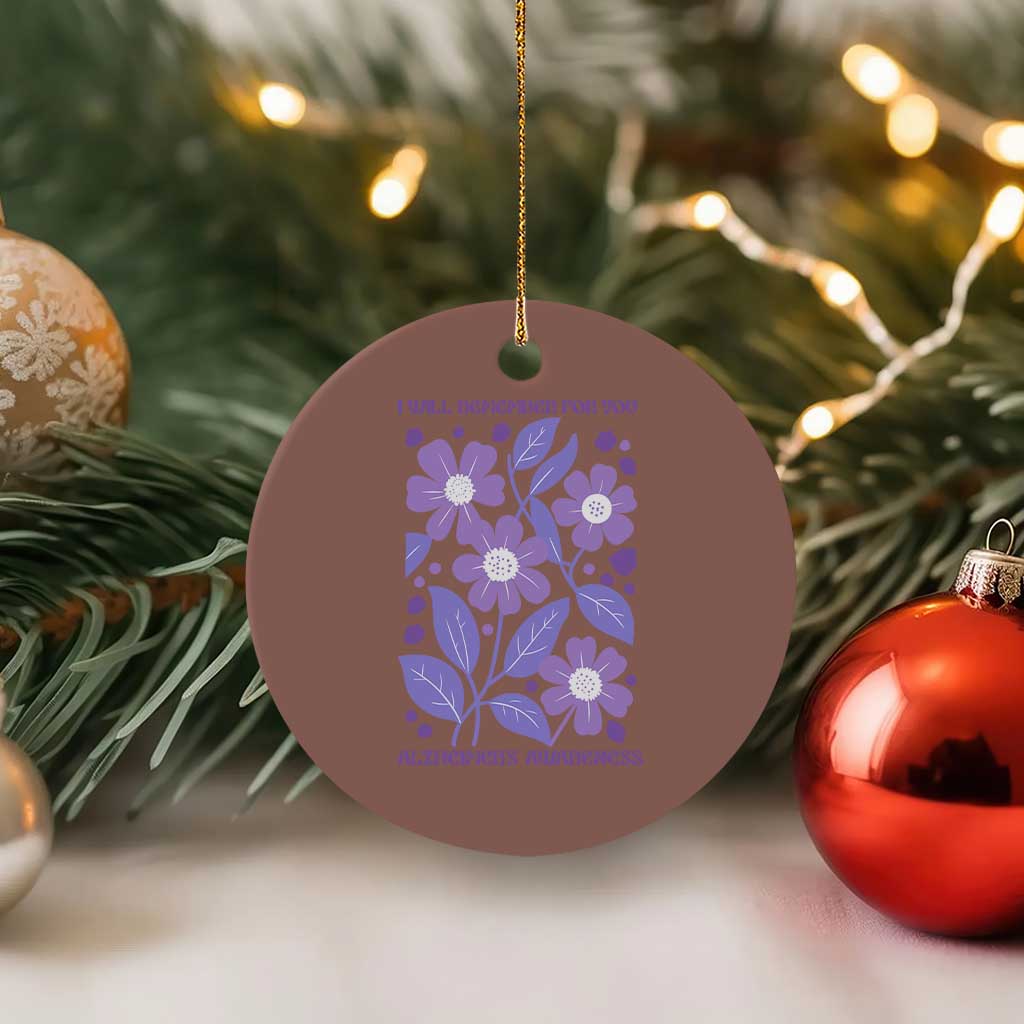 Alzheimers Purple Floral Retro Graphic Ceramic Ornament I Will Remember For You