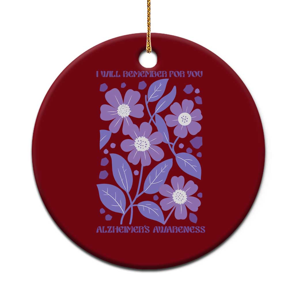 Alzheimers Purple Floral Retro Graphic Ceramic Ornament I Will Remember For You TS12 1pc Red Print Your Wear