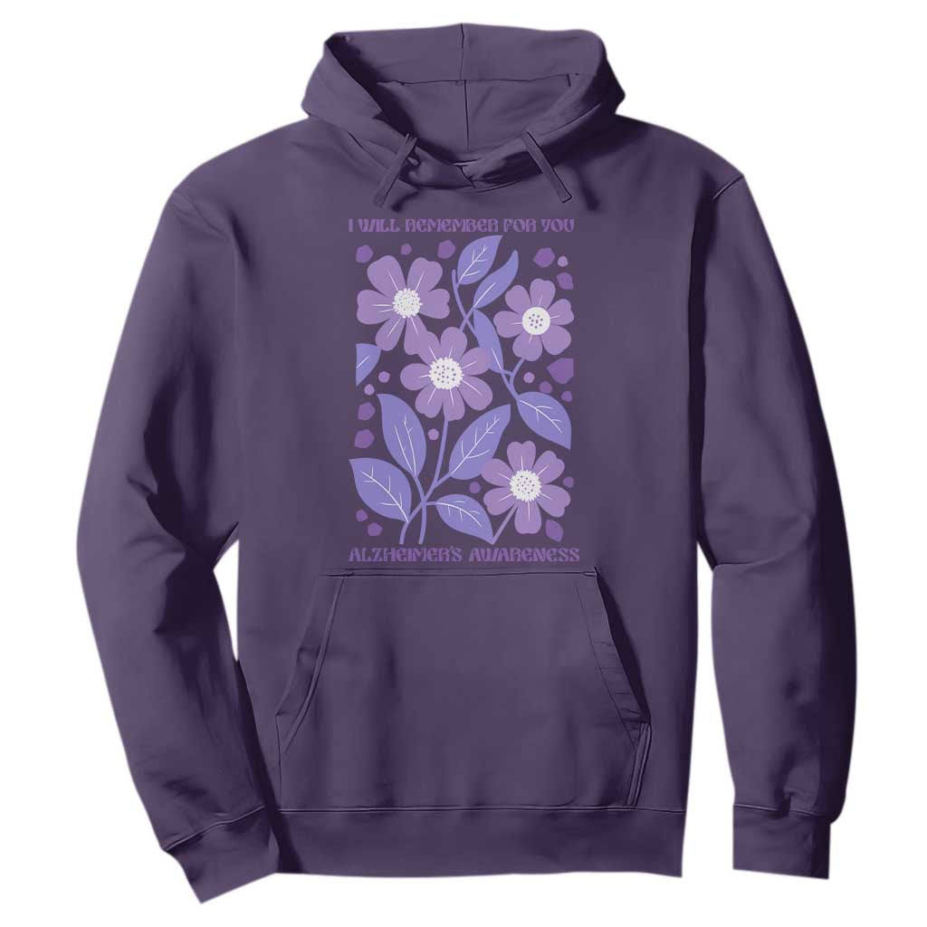 Alzheimers Purple Floral Retro Graphic Hoodie I Will Remember For You TS12 Purple Print Your Wear