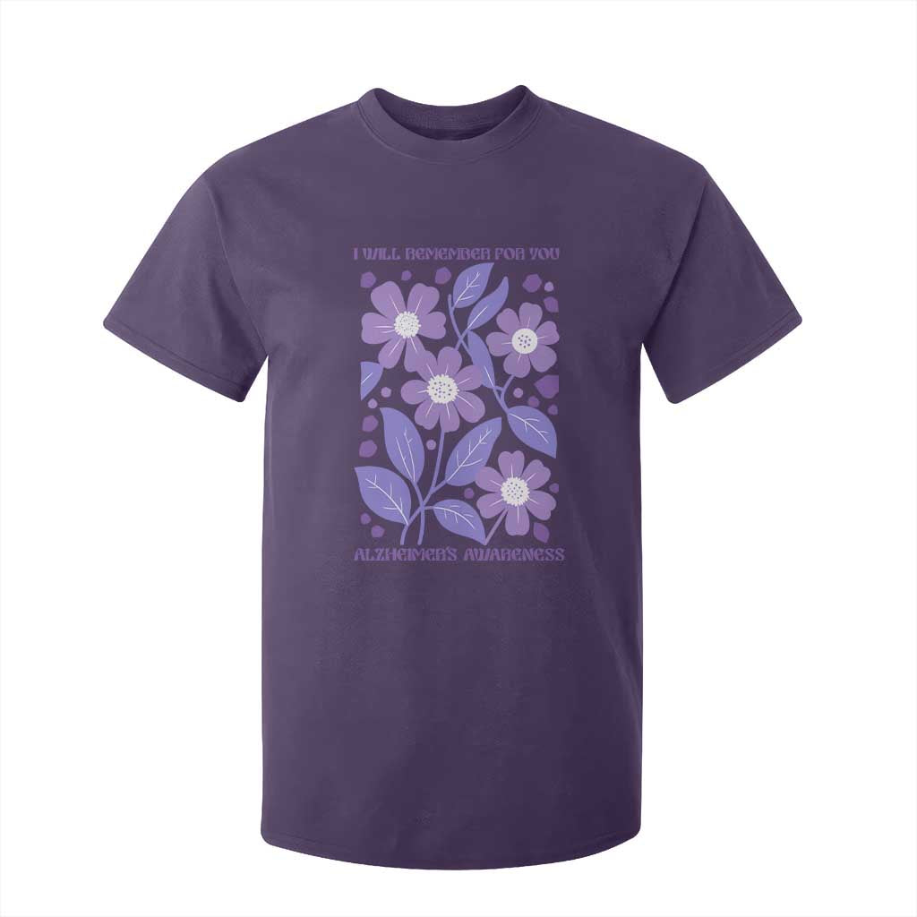 Alzheimers Purple Floral Retro Graphic T Shirt For Kid I Will Remember For You TS12 Purple Print Your Wear