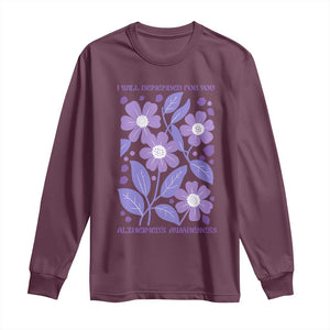 Alzheimers Purple Floral Retro Graphic Long Sleeve Shirt I Will Remember For You