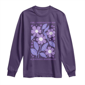 Alzheimers Purple Floral Retro Graphic Long Sleeve Shirt I Will Remember For You