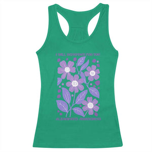Alzheimers Purple Floral Retro Graphic Racerback Tank Top I Will Remember For You