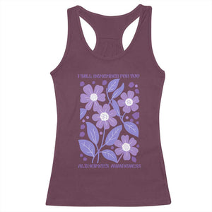Alzheimers Purple Floral Retro Graphic Racerback Tank Top I Will Remember For You
