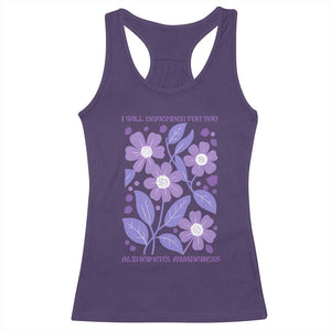 Alzheimers Purple Floral Retro Graphic Racerback Tank Top I Will Remember For You