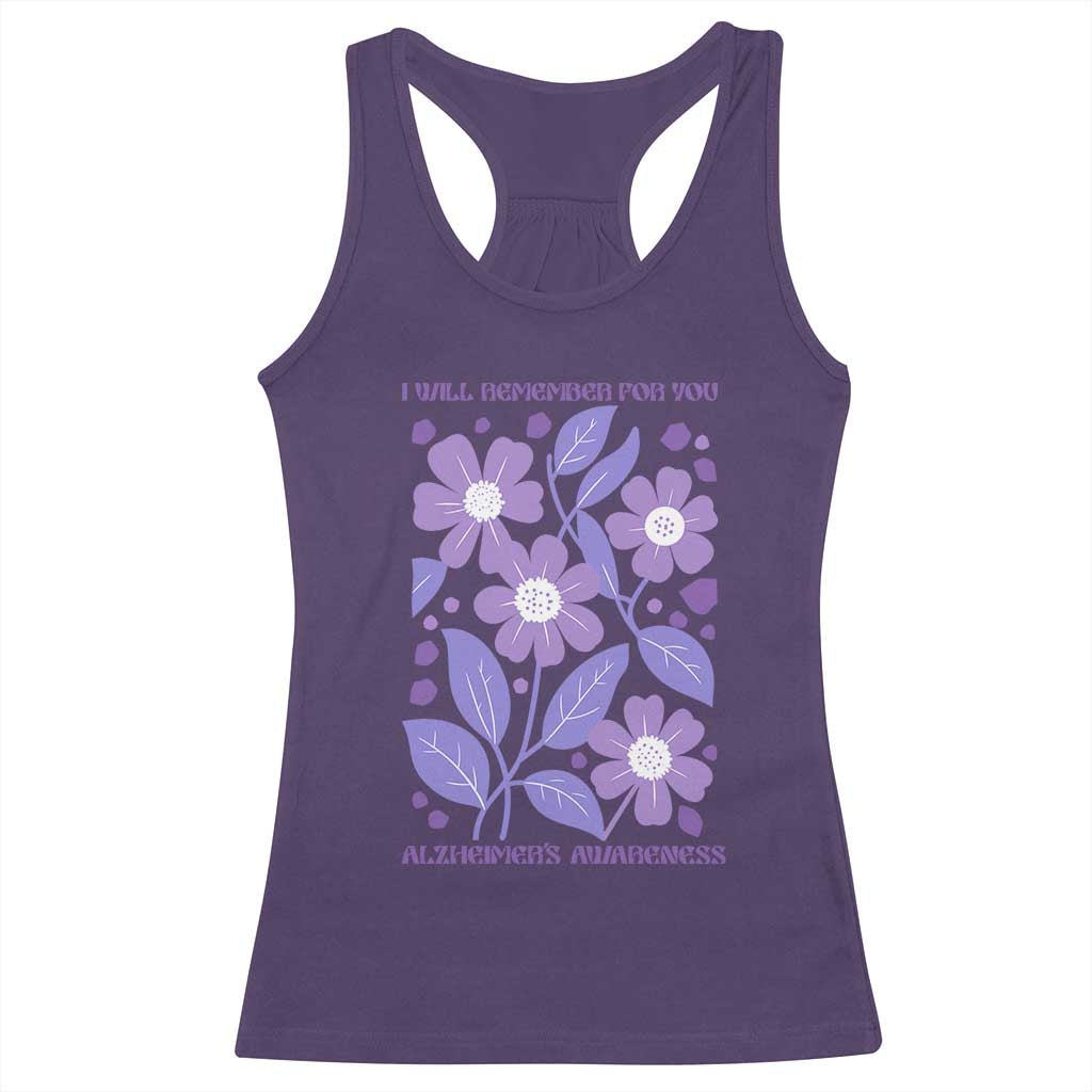 Alzheimers Purple Floral Retro Graphic Racerback Tank Top I Will Remember For You TS12 Purple Print Your Wear