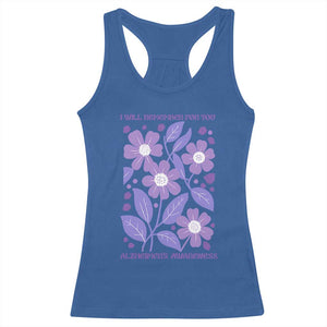 Alzheimers Purple Floral Retro Graphic Racerback Tank Top I Will Remember For You