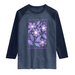 Alzheimers Purple Floral Retro Graphic Raglan Shirt I Will Remember For You