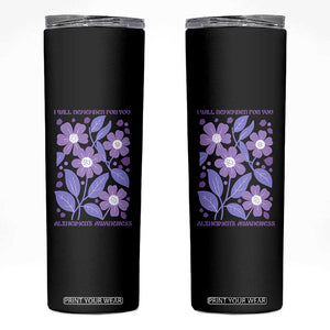 Alzheimers Purple Floral Retro Graphic Skinny Tumbler I Will Remember For You