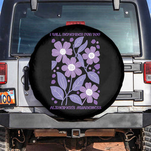 Alzheimers Purple Floral Retro Graphic Spare Tire Cover I Will Remember For You