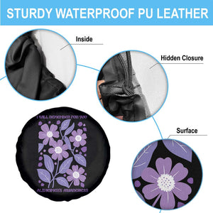 Alzheimers Purple Floral Retro Graphic Spare Tire Cover I Will Remember For You
