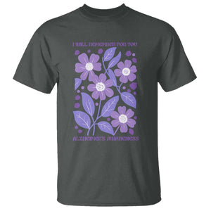 Alzheimers Purple Floral Retro Graphic T Shirt I Will Remember For You