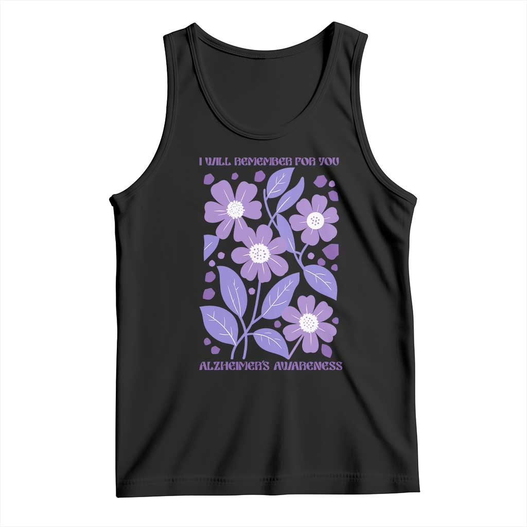 Alzheimers Purple Floral Retro Graphic Tank Top I Will Remember For You TS12 Black Print Your Wear