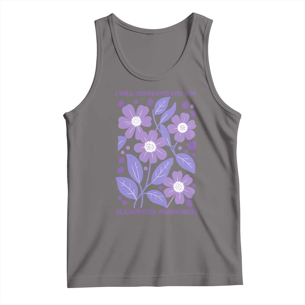 Alzheimers Purple Floral Retro Graphic Tank Top I Will Remember For You