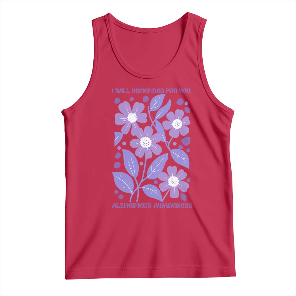 Alzheimers Purple Floral Retro Graphic Tank Top I Will Remember For You