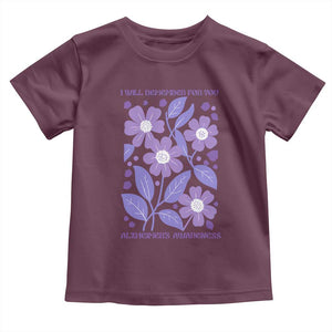 Alzheimers Purple Floral Retro Graphic Toddler T Shirt I Will Remember For You