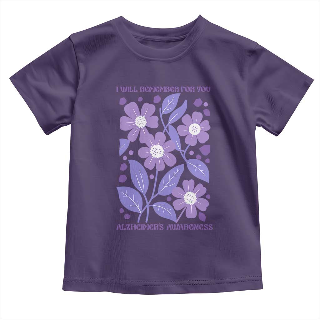 Alzheimers Purple Floral Retro Graphic Toddler T Shirt I Will Remember For You TS12 Purple Print Your Wear