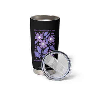 Alzheimers Purple Floral Retro Graphic Tumbler Cup I Will Remember For You