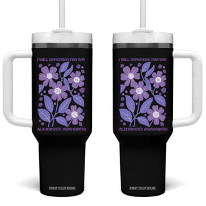 Alzheimers Purple Floral Retro Graphic Tumbler With Handle I Will Remember For You