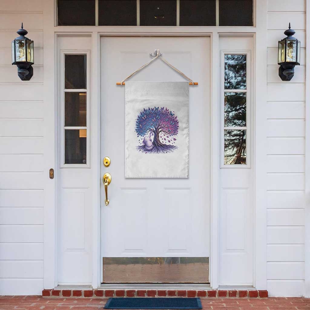 Purple Elephant Butterfly Ribbon Garden Flag Tree Of Life Alzheimers Support