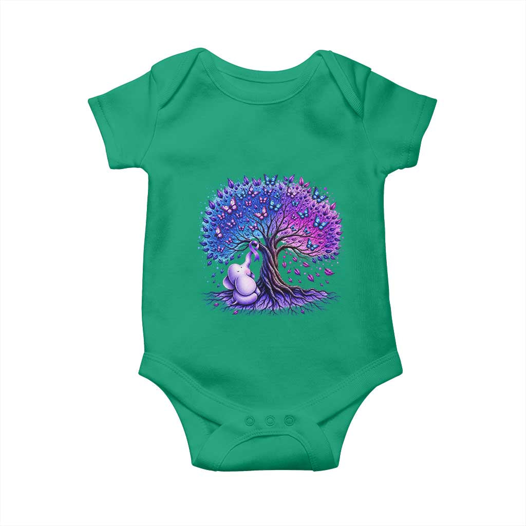 Purple Elephant Butterfly Ribbon Baby Onesie Tree Of Life Alzheimers Support
