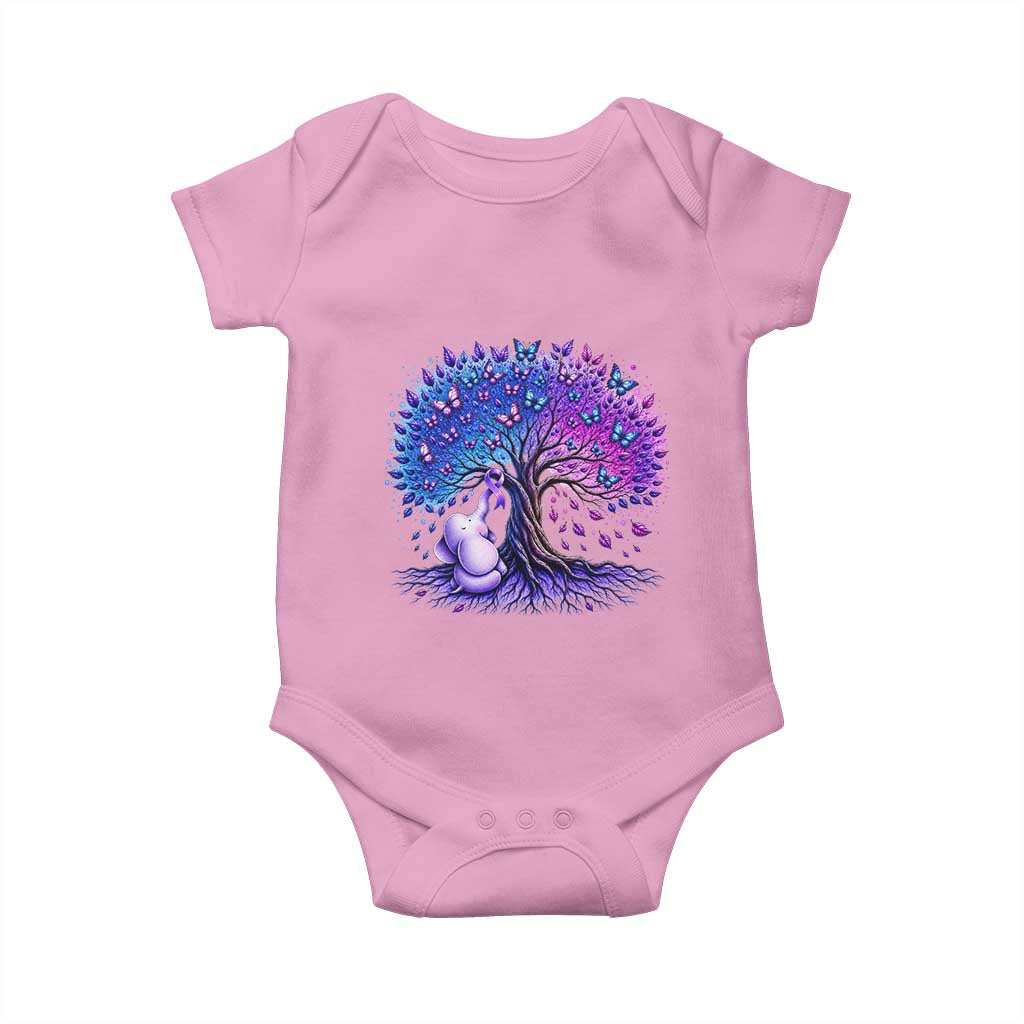 Purple Elephant Butterfly Ribbon Baby Onesie Tree Of Life Alzheimers Support
