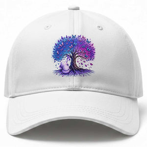 Purple Elephant Butterfly Ribbon Baseball Cap Tree Of Life Alzheimers Support