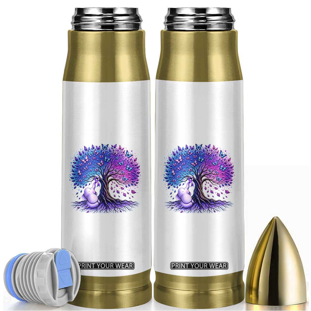 Purple Elephant Butterfly Ribbon Bullet Tumbler Tree Of Life Alzheimers Support TS12 White Print Your Wear