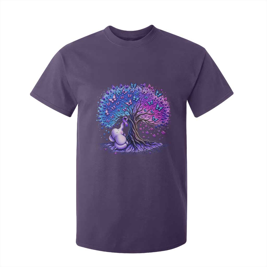 Purple Elephant Butterfly Ribbon T Shirt For Kid Tree Of Life Alzheimers Support TS12 Purple Print Your Wear