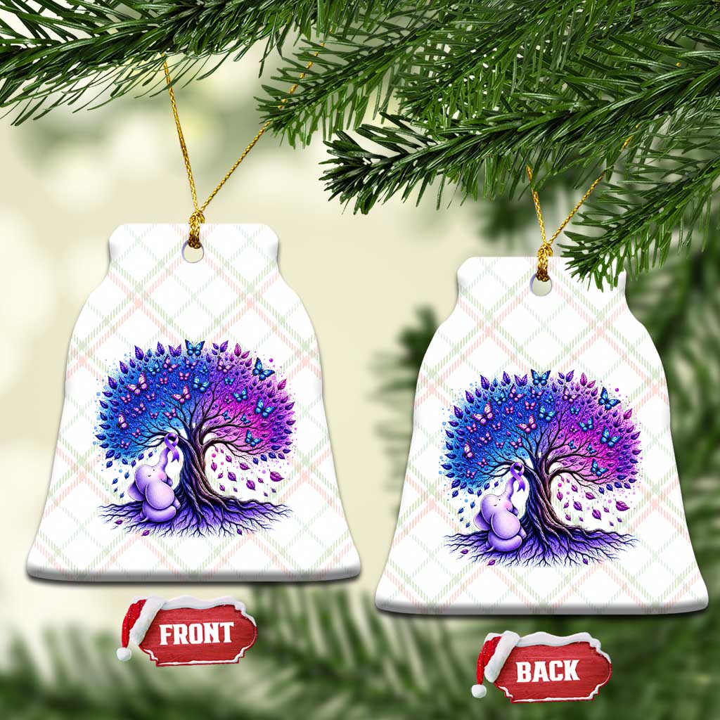 Purple Elephant Butterfly Ribbon Ceramic Ornament Tree Of Life Alzheimers Support