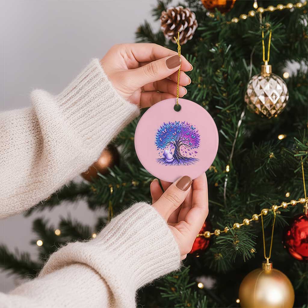 Purple Elephant Butterfly Ribbon Ceramic Ornament Tree Of Life Alzheimers Support