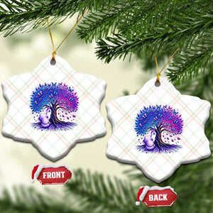 Purple Elephant Butterfly Ribbon Ceramic Ornament Tree Of Life Alzheimers Support