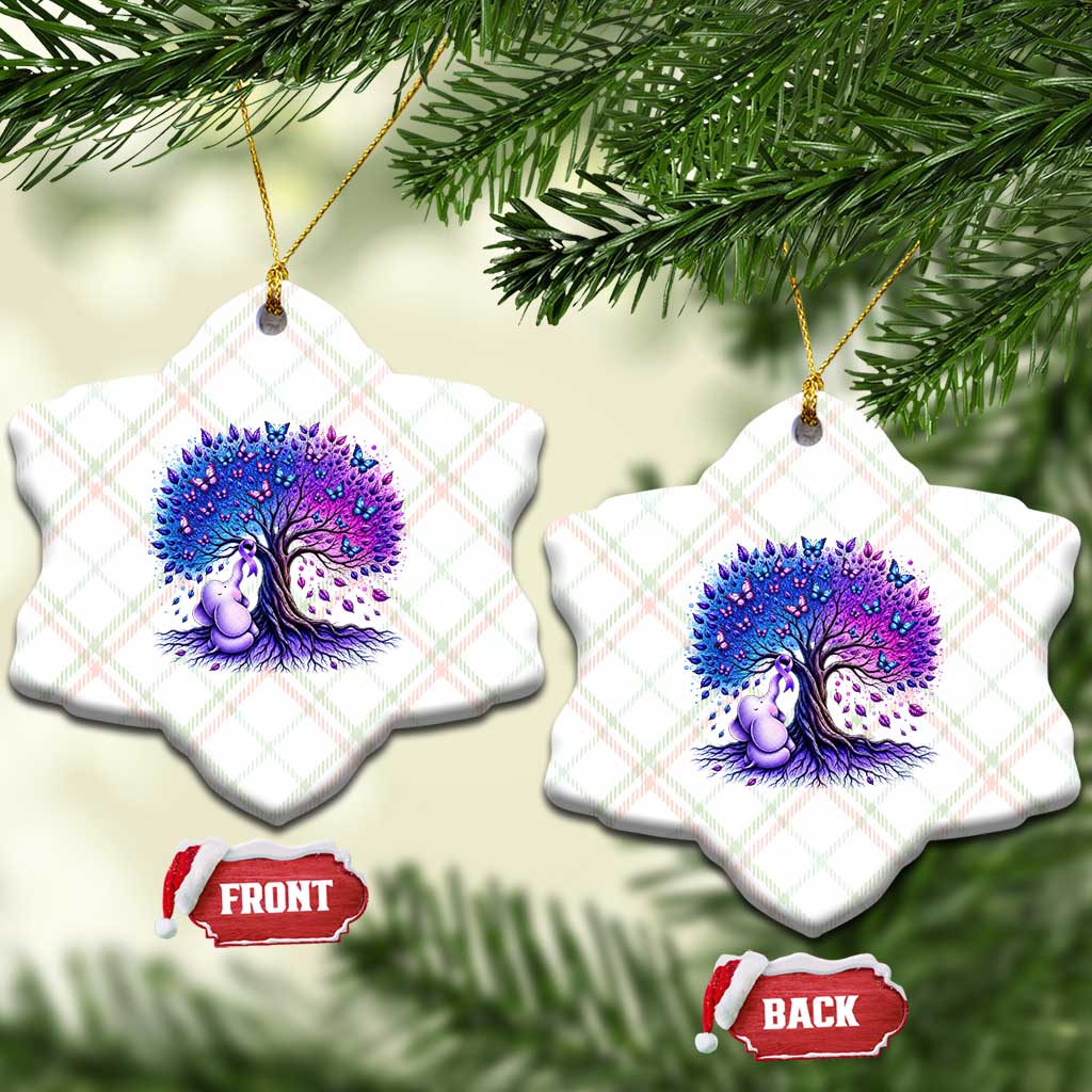 Purple Elephant Butterfly Ribbon Ceramic Ornament Tree Of Life Alzheimers Support