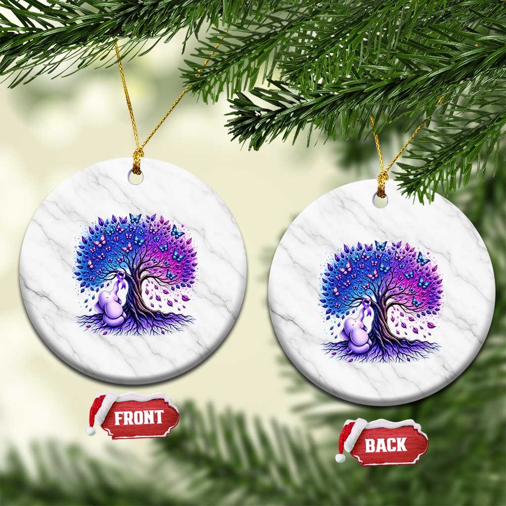 Purple Elephant Butterfly Ribbon Ceramic Ornament Tree Of Life Alzheimers Support TS12 1pc White Marble Print Your Wear