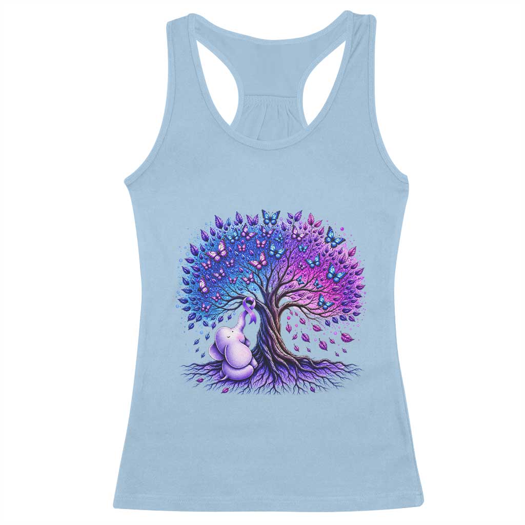 Purple Elephant Butterfly Ribbon Racerback Tank Top Tree Of Life Alzheimers Support