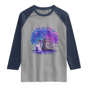 Purple Elephant Butterfly Ribbon Raglan Shirt Tree Of Life Alzheimers Support