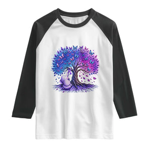 Purple Elephant Butterfly Ribbon Raglan Shirt Tree Of Life Alzheimers Support
